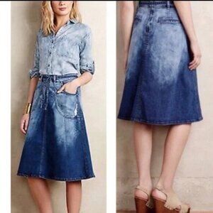 Anthropologie Blue A-Line Denim Skirt